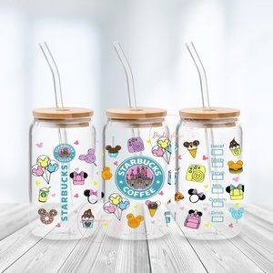 Magical Land Snacks 16 oz Glass Can with Lid and Straw